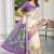 Lavender linen cotton printed saree