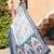 Blue linen cotton printed saree