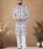 Red embroidery velvet semi indowestern with pollo pant for mens