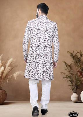 Red embroidery velvet semi indowestern with pollo pant for mens 2