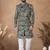 Green embroidery velvet semi indowestern with pollo pant for mens