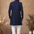 Blue embroidery silk semi indowestern with pollo pant for mens