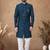Blue embroidery silk semi indowestern with pollo pant for mens