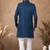 Blue embroidery jaquard semi indowestern with pollo pant for mens