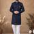 Blue embroidery jaquard semi indowestern with pollo pant for mens