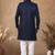 Blue embroidery jaquard semi indowestern with pollo pant for mens