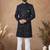 Blue embroidery velvet semi indowestern with pollo pant for mens