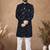 Blue embroidery velvet semi indowestern with pollo pant for mens