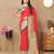 red all over zari motifs silk blend saree with contrast pallu