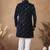 Blue embroidery velvet semi indowestern with pollo pant for mens