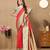 red all over zari motifs silk blend saree with contrast pallu