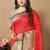 red all over zari motifs silk blend saree with contrast pallu