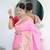 baby pink paithani silk blend zari motifs saree with contrast blouse