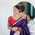 violet paithani silk blend zari motifs saree with contrast blouse