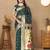 dark green paithani silk blend zari motifs saree with contrast blouse