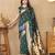 dark green paithani silk blend zari motifs saree with contrast blouse