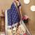 navy blue paithani silk blend zari motifs saree with contrast blouse
