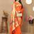 orange paithani silk blend zari motifs saree with contrast blouse