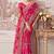 Rani pink tissue heavy thread embroidery, zari with sequins work saree with blouse