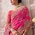 Rani pink tissue heavy thread embroidery, zari with sequins work saree with blouse