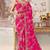 Rani pink organza thread embroidery zari sequins work saree with blouse