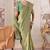 Light green jacquard woven thread zari embroidered saree with blouse
