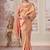 Peach jacquard woven thread zari embroidered saree with blouse