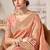 Peach jacquard woven thread zari embroidered saree with blouse