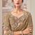 Beige rayna silk blend thread embroidery zari sequins work saree with blouse