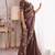 Brown rayna silk blend thread embroidery zari sequins work saree with blouse