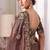 Brown rayna silk blend thread embroidery zari sequins work saree with blouse
