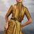 Golden burberry beads cutdana lace-work chiffon saree with blouse