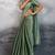 Mehendi burberry beads cutdana lace-work chiffon saree with blouse
