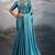 Blue burberry beads cutdana lace-work chiffon saree with blouse