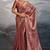 Copper burberry beads cutdana lace-work chiffon saree with blouse
