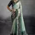 Sea green kanjivaram double zari woven saree with meenakari pallu and blouse