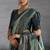 Sea green kanjivaram double zari woven saree with meenakari pallu and blouse