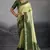 Pista green kanjivaram double zari woven saree with meenakari pallu and blouse