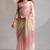 Pink & cream satin beads border hand work saree with blouse