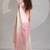 Pink & cream satin beads border hand work saree with blouse