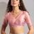 Pink & cream satin beads border hand work saree with blouse
