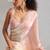 Baby pink & cream satin beads border hand work saree with blouse