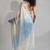 Sky blue & cream satin beads border hand work saree with blouse
