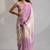 Lavender & cream satin beads border hand work saree with blouse