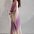 Lavender & cream satin beads border hand work saree with blouse