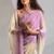 Lavender & cream satin beads border hand work saree with blouse