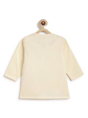 Cream embroidered cotton  kurta pyjama 5