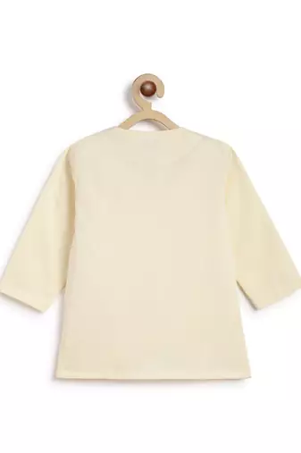 Cream embroidered cotton  kurta pyjama