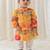 Yellow printed cotton  kurta pyjama