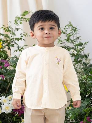 Cream embroidered cotton  shirt 1